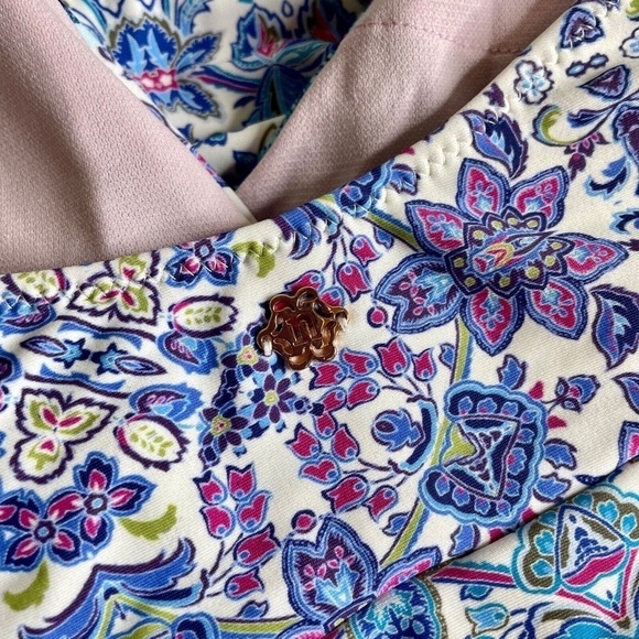 NANETTE LEPORE Poppy Floral Halter One Piece Swimsuit Plunge Beach Size 10 - Picture 14 of 16